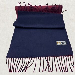 Vintage DAKS Men’s Scarf – 100% Cashmere, Navy & Burgundy, 59” x 12”
